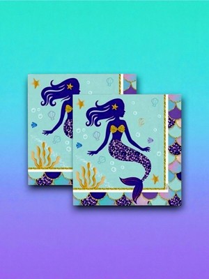 32 Kişilik Deniz Kızı (Mermaid) Temalı Tek Kullanımlık Peçete (32 Adet)