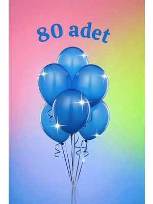 80 Adet Mavi Renk Balon Seti - Doğum Günü Parti ve Eğlenceli Etkinlikler Için