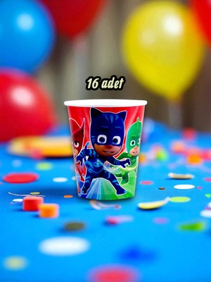 16 Adet Pijamask Temalı Bardak - Doğum Günü Parti ve Eğlenceli Etkinlikler Için