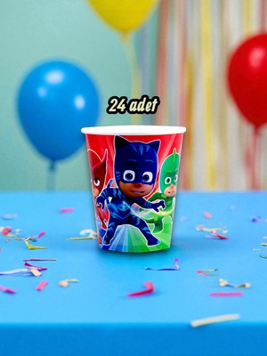24 Adet Pijamask Temalı Bardak - Doğum Günü Parti ve Eğlenceli Etkinlikler Için