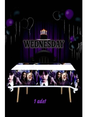 1 Adet Wednesday Temalı Masa Örtüsü - Parti ve Kutlamalar Için Masa Örtüsü