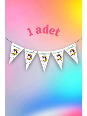 1 Adet Unicorn Temalı Flama - Parti ve Etkinlikler Için Asılabilir Süs