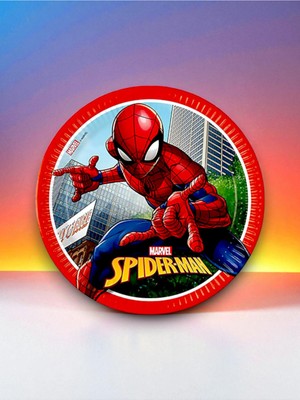 16 Kişilik Örümcek Adam Temalı Tek Kullanımlık Tabak (16 Adet)