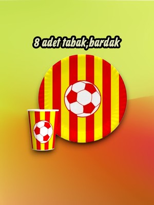 8 Kişilik Sarı Kırmızı Taraftar Parti Seti - Doğum Günü ve Maç Günü Kutlamaları Için