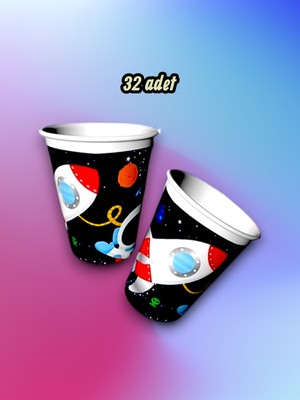 32 Adet Uzay Temalı Bardak - Doğum Günü Parti ve Eğlenceli Etkinlikler Için