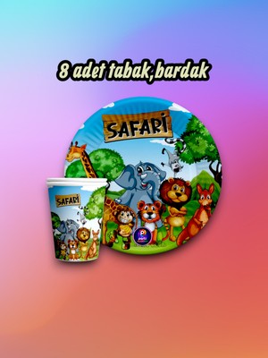 8 Kişilik Safari Temalı Parti Seti - Doğum Günü ve Özel Kutlamalar Için