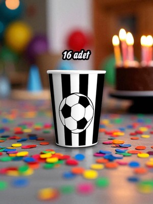 16 Adet Beyaz Siyah Temalı Bardak - Doğum Günü Parti ve Eğlenceli Etkinlikler Için