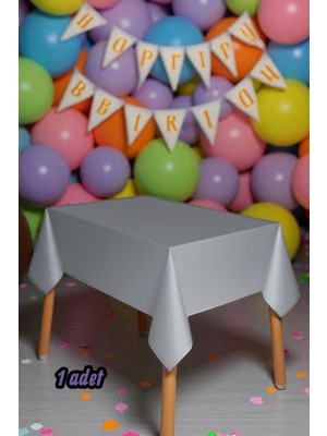 1 Adet Gri Renk Masa Örtüsü - Parti ve Kutlamalar Için Masa Örtüsü