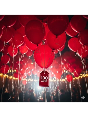 100 Adet Kırmızı Renk Balon Seti - Doğum Günü Parti ve Eğlenceli Etkinlikler Için