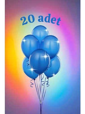 20 Adet Mavi Renk Balon Seti - Doğum Günü Parti ve Eğlenceli Etkinlikler Için