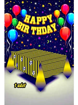 1 Adet Sarı Lacivert Temalı Masa Örtüsü - Parti ve Kutlamalar Için Masa Örtüsü