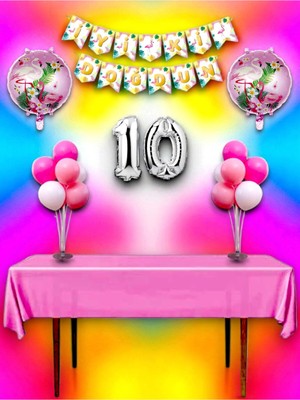 Flamingo Temalı 10 Yaş Doğum Günü ve Özel Etkinlik Mega Kombin Seti