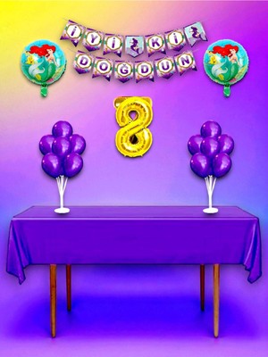 Denizkızı Temalı 8 Yaş Doğum Günü ve Özel Etkinlik Mega Kombin Seti