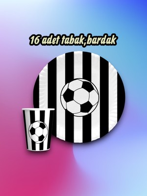 16 Kişilik Siyah Beyaz Taraftar Parti Seti - Doğum Günü ve Maç Günü Kutlamaları Için
