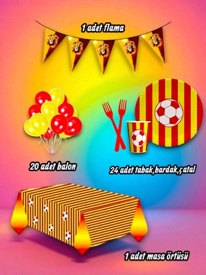 24 Kişilik Sarı Kırmızı Temalı Mini Set - Doğum Günü Parti ve Eğlenceli Etkinlikler Için