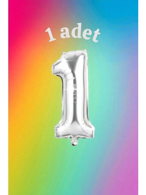 1 Adet Gümüş Renk 1 Sayı Balonu - Doğum Günü Parti ve Eğlenceli Etkinlikler Için
