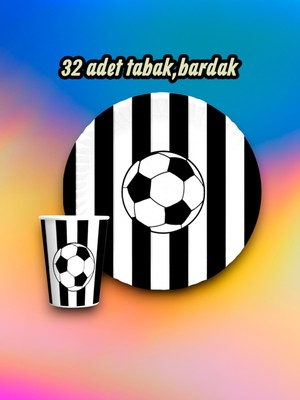 32 Kişilik Siyah Beyaz Taraftar Parti Seti - Doğum Günü ve Maç Günü Kutlamaları Için