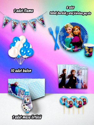 8 Kişilik Karlar Ülkesi Temalı Mini Set - Doğum Günü Parti ve Eğlenceli Etkinlikler Için