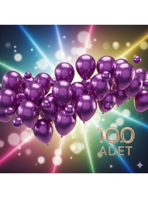 100 Adet Mor Renk Balon Seti - Doğum Günü Parti ve Eğlenceli Etkinlikler Için