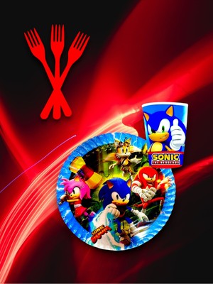 8 Kişilik Sonic Temalı Tek Kullanımlık Servis Seti