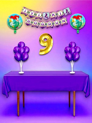 Denizkızı Temalı 9 Yaş Doğum Günü ve Özel Etkinlik Mega Kombin Seti