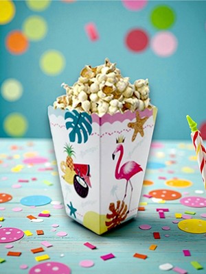 16 Kişilik Flamingo Temalı Mısır Kutusu / Ikramlık Kutusu (16 Adet)