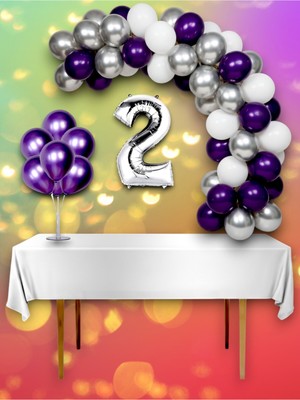 Mor ve Metalik Konsept Balon Kemer Mega Seti
