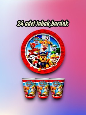 24 Kişilik Paw Patrol Temalı Parti Seti - Doğum Günü ve Özel Kutlamalar Için