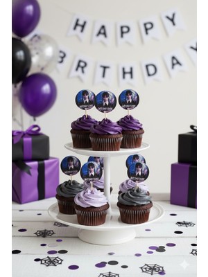 8 Adet Wednesday Temalı Kürdan Seti / Ikramlık Süsü (8 Adet)