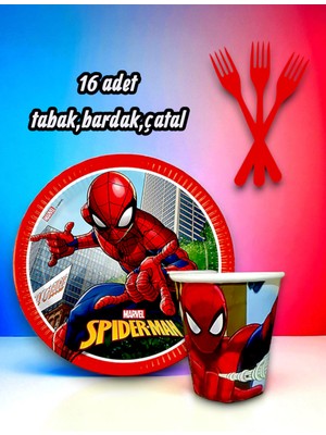 16 Kişilik Örümcek Adam Temalı Tek Kullanımlık Servis Seti