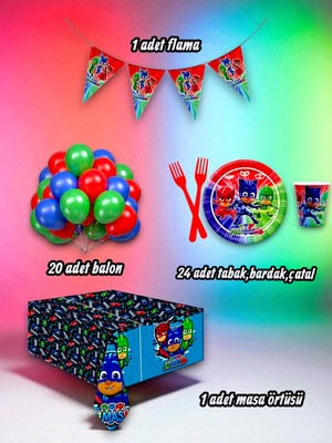 24 Kişilik Pijamask Temalı Mini Set - Doğum Günü Parti ve Eğlenceli Etkinlikler Için
