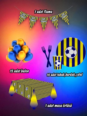 16 Kişilik Sarı Lacivert Temalı Mini Set - Doğum Günü Parti ve Eğlenceli Etkinlikler Için