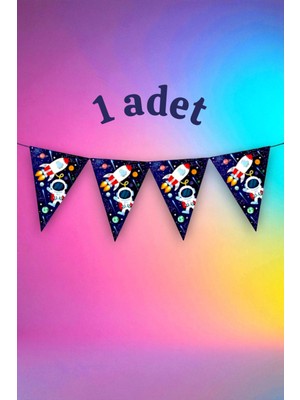 1 Adet Uzay Temalı Flama - Parti ve Etkinlikler Için Asılabilir Süs