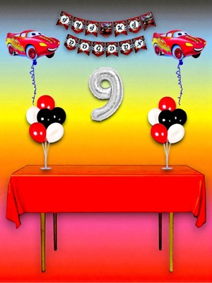 Cars Temalı 9 Yaş Doğum Günü ve Özel Etkinlik Mega Kombin Seti