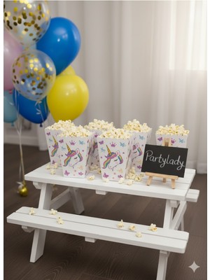 8 Kişilik Unicorn (Tek Boynuzlu At) Temalı Mısır Kutusu / Ikramlık Kutusu (8 Adet)