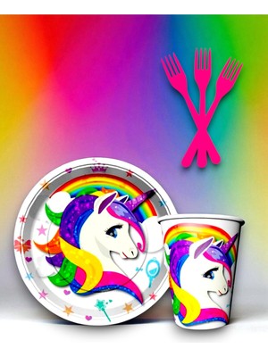 8 Kişilik Unicorn Temalı Tek Kullanımlık Servis Seti