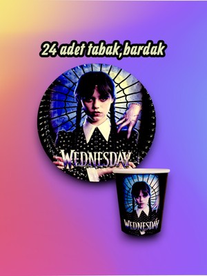 24 Kişilik Wednesday Temalı Parti Seti - Doğum Günü ve Özel Kutlamalar Için