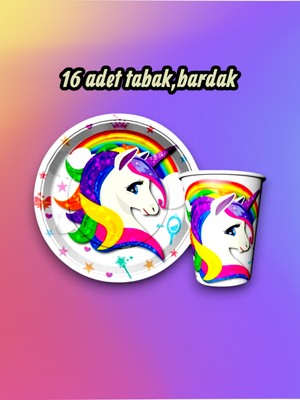 16 Kişilik Unicorn Temalı Parti Seti - Doğum Günü ve Özel Kutlamalar Için