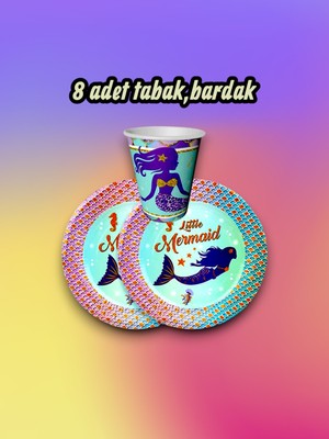 8 Kişilik Deniz Kızı Temalı Parti Seti - Doğum Günü ve Özel Kutlamalar Için