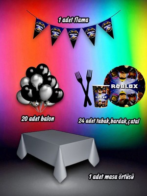 24 Kişilik Roblox Temalı Mini Set - Doğum Günü Parti ve Eğlenceli Etkinlikler Için