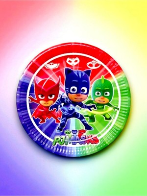 16 Kişilik Pijamaskeliler (Pj Masks) Temalı Tek Kullanımlık Tabak (16 Adet)