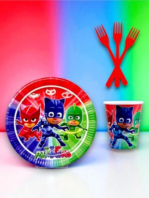 24 Kişilik Pijamask Temalı Tek Kullanımlık Servis Seti