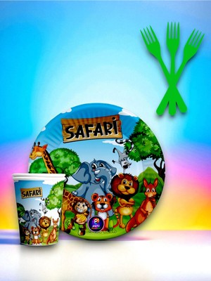 16 Kişilik Safari Temalı Tek Kullanımlık Servis Seti