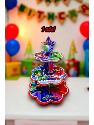 1 Adet Pijamask Temalı Kek Standı - Parti ve Kutlamalar Için Kek Sunumluk