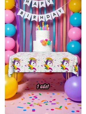 1 Adet Unicorn Temalı Masa Örtüsü - Parti ve Kutlamalar Için Masa Örtüsü