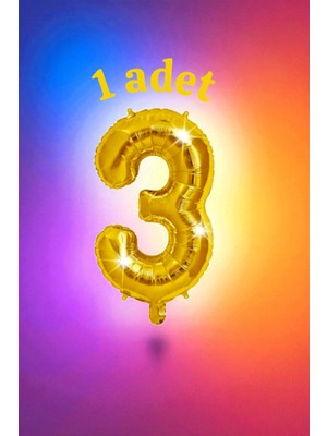 1 Adet Gold Renk 3 Sayı Balonu - Doğum Günü Parti ve Eğlenceli Etkinlikler Için