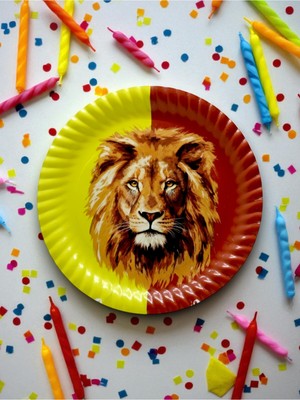 24 Kişilik Sarı Kırmızı Taraftar Temalı Tek Kullanımlık Tabak (24 Adet)