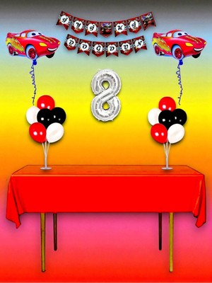 Cars Temalı 8 Yaş Doğum Günü ve Özel Etkinlik Mega Kombin Seti