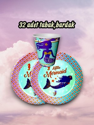 32 Kişilik Denizkızı Temalı Parti Seti - Doğum Günü ve Özel Kutlamalar Için