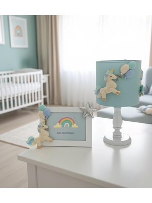 Mintrenkkremunicornfigürlübebek/çocukodasıtasarımmasalambasıabajur Çerçeve Set
